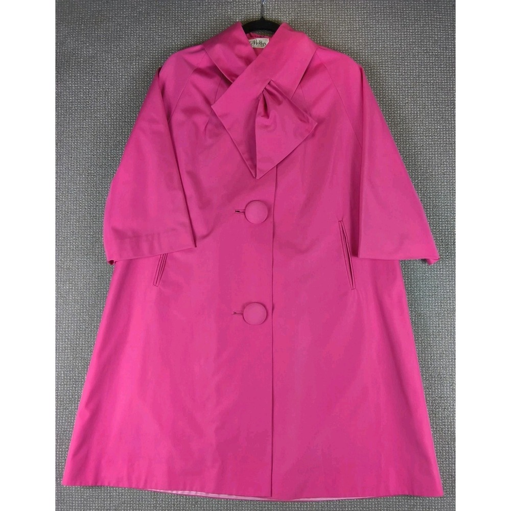 Vintage 1960s Fuchsia Pink Swing Coat Holly's of Whitehall Michigan Mod Scarf